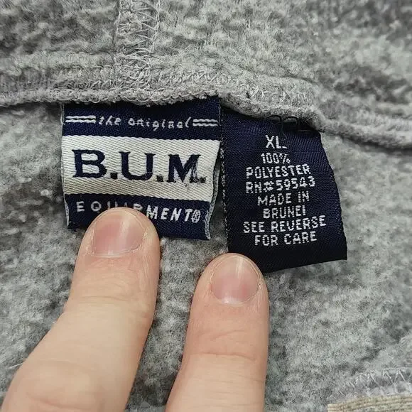 Vintage 2000s BUM Equipment Stitched Logo Streetwear Fashion Y2K Grey Fleece